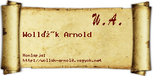 Wollák Arnold névjegykártya